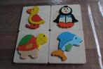 Set 4 houten kinderpuzzels elk 4 stukken, Kinderen en Baby's, Speelgoed | Kinderpuzzels, Gebruikt, Ophalen of Verzenden, Van hout