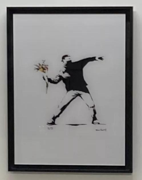 BANKSY: opdruk op acrylglas. Uitstekende afwerking, Antiek en Kunst, Kunst | Designobjecten, Ophalen of Verzenden