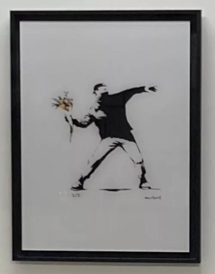 BANKSY: opdruk op acrylglas. Uitstekende afwerking, Antiek en Kunst, Kunst | Designobjecten, Ophalen of Verzenden