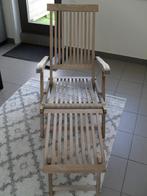 Deck chair (tot 12/5 beschikbaar verhuis), Tuin en Terras, Teakhout, Hocker, Gebruikt, Ophalen