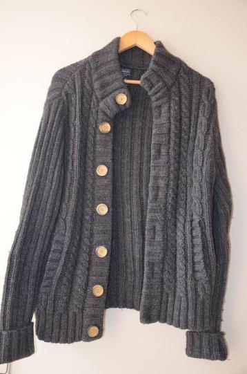 cardigan laine gris - SMALL - style norvégien - TBE - chaud disponible aux enchères