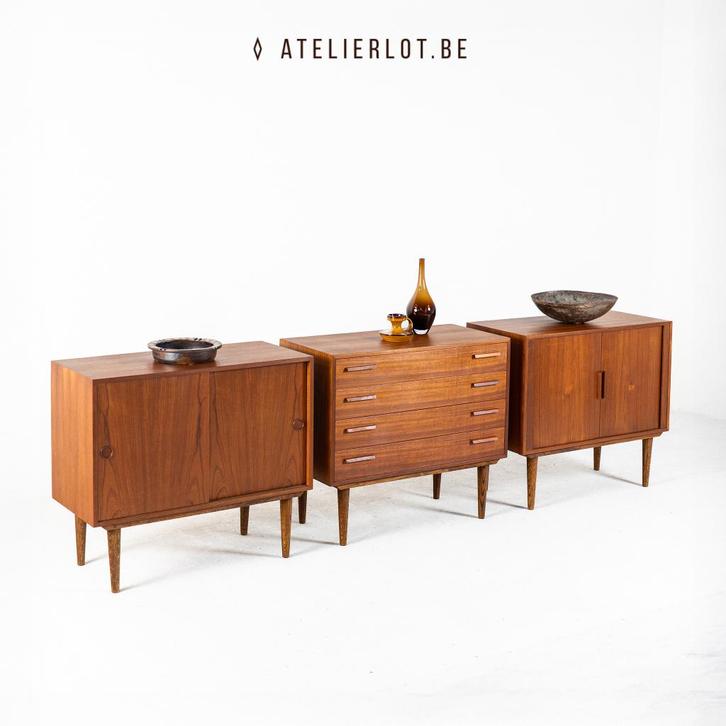 Vintage set 3 opbergkasten Kai Kristiansen, Maison & Meubles, Armoires | Armoires murales, Comme neuf, Moins de 100 cm, 250 à 300 cm