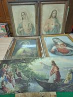 4 grote kaders + afbeelding Jezus op het meer, Antiek en Kunst, Ophalen of Verzenden