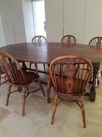 massief eiken tafel en stoelen, 200 cm of meer, 100 tot 150 cm, Gebruikt, Eikenhout