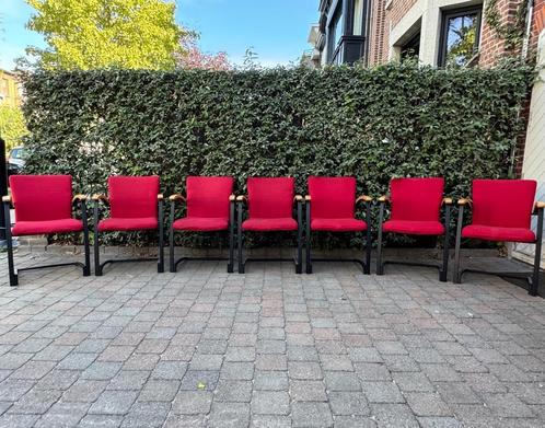 Set van 9 vintage 1990 professionele KINNAPS bureaustoelen, Huis en Inrichting, Bureaustoelen, Gebruikt, Bureaustoel, Rood, Ophalen