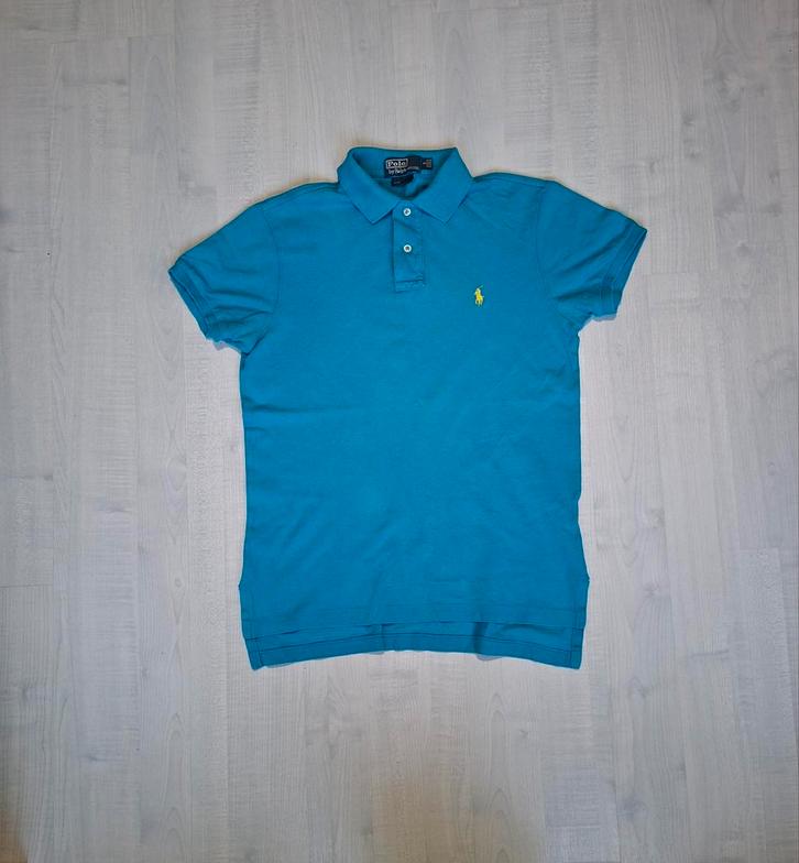 Polo Ralph Lauren Slim Fit — Bleu - Logo jaune — Taille S, Vêtements | Hommes, Polos, Comme neuf, Taille 46 (S) ou plus petite