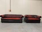 Chesterfield 3+2 zit zetels Oxblood rood GRATIS GELEVERD, Huis en Inrichting, Ophalen of Verzenden, Gebruikt, Leer