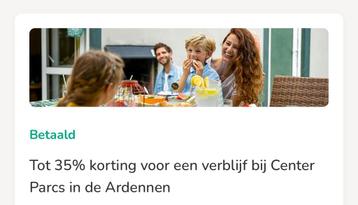 35% korting centerparcs Les Ardennes beschikbaar voor biedingen