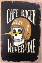 Metalen CAFE RACER NEVER DIE LUCKY 7 vintage look wandplaat, Nieuw