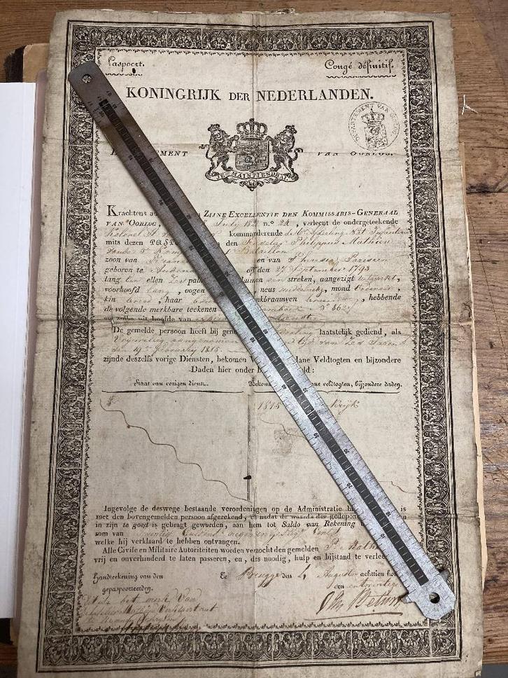 Document “Paspoort - Congé définitief“ (van 4 aug. 1821), Antiek en Kunst, Kunst | Etsen en Gravures, Ophalen