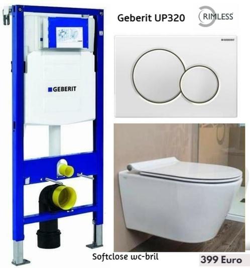 Geberit UP320 Toiletset wit incl zitting en randloos, Doe-het-zelf en Bouw, Sanitair, Nieuw, Ophalen of Verzenden