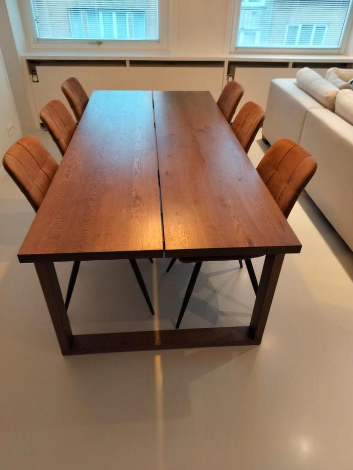 Eettafel + stoelen (6), Maison & Meubles, Tables | Tables à manger, Comme neuf, 100 à 150 cm, 200 cm ou plus, Cinq personnes ou plus