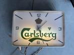 Vintage klok met licht Carlsberg, Verzamelen, Biermerken, Ophalen, Gebruikt