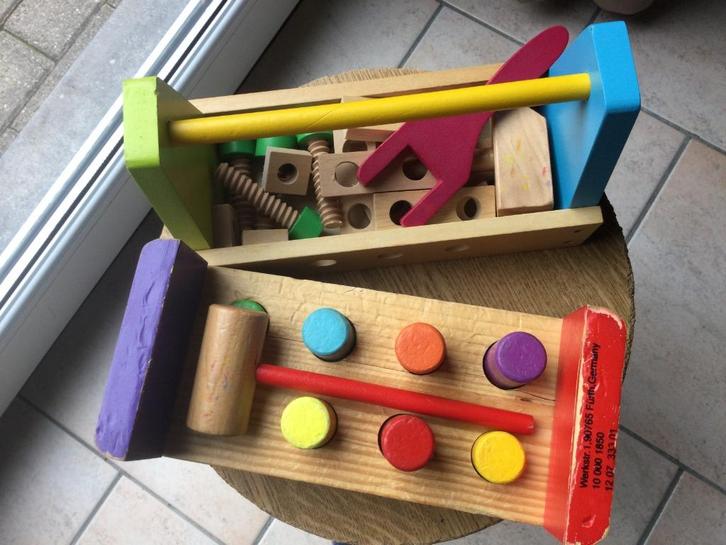 HOUTEN WERKBANK+GEREEDSCHAP „EICHHORN”, Kinderen en Baby's, Speelgoed | Houten speelgoed, Gebruikt, Overige typen, Ophalen of Verzenden