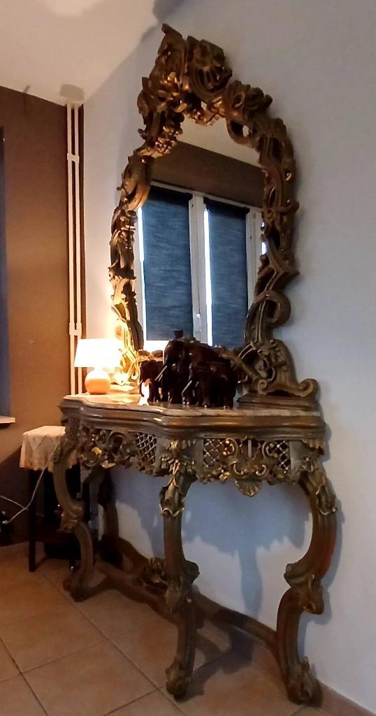 Imposante spiegel en console in rococo/barok, Antiek en Kunst, Antiek | Spiegels, Ophalen