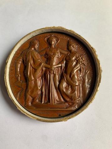 Prachtige grote bronzen medaille Marcel Wolfers art nouveau beschikbaar voor biedingen