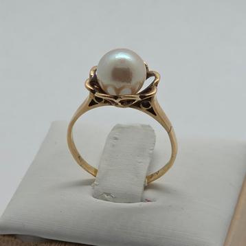 Gouden Ring 18k 750 met Parel - Maat 16 beschikbaar voor biedingen