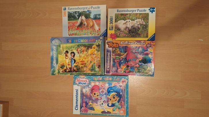 kinderpuzzels paarden, Shimmer&Shine, Disney Fairies, Kinderen en Baby's, Speelgoed | Kinderpuzzels, Gebruikt, 6 jaar of ouder