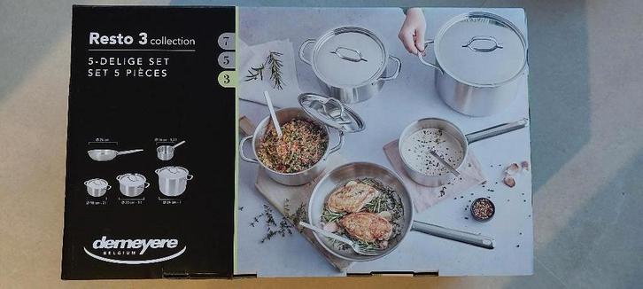 Nieuw : Demeyere 5-delige kookpottenset, Huis en Inrichting, Keuken | Potten en Pannen, Nieuw, Pannenset, Inox, Inductieplaat