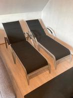 2 ligbedden incl. kussens, Tuin en Terras, Ligbedden, Ophalen, Gebruikt, Aluminium, Verstelbaar