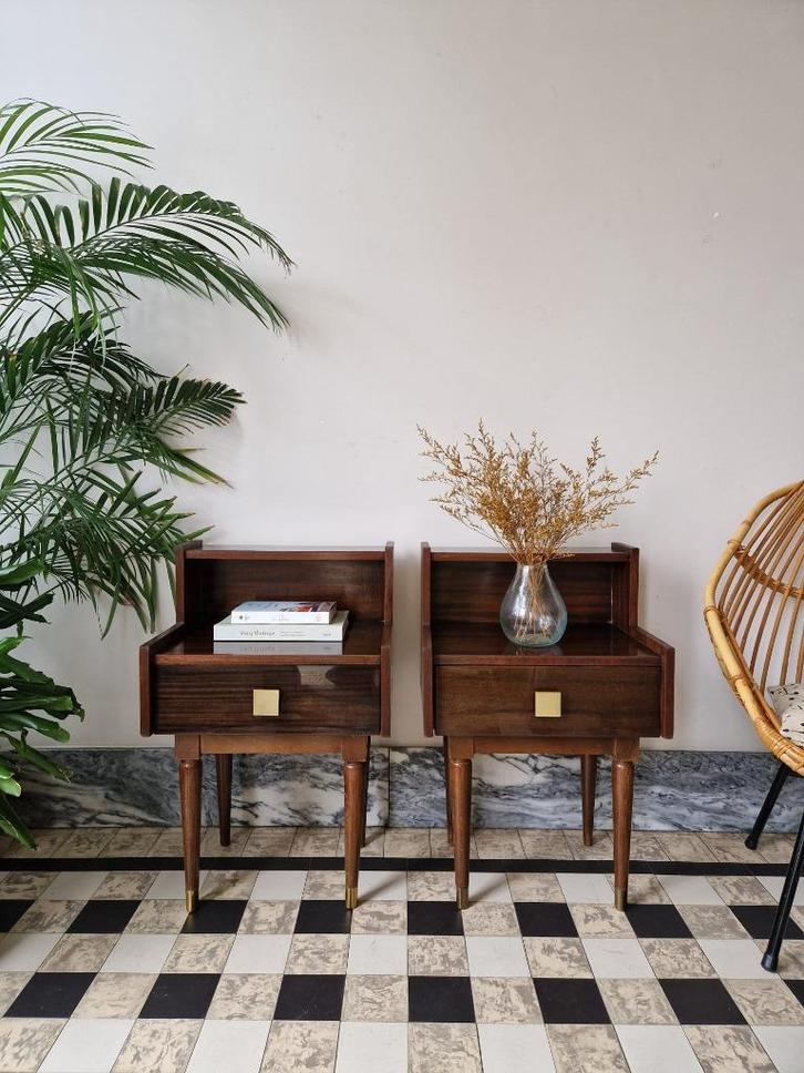 Vintage midcentury nachtkastjes | kastjes | retro, Huis en Inrichting, Woonaccessoires | Overige, Gebruikt, Ophalen