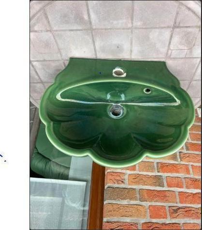 vintage wastafel lavabo groen  schelp 70er, Collections, Rétro, Maison et Meubles, Enlèvement