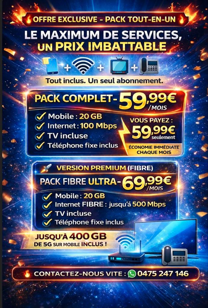 Promo pack internet , gsm , tv , 4g , ...!!!, Tickets & Billets, Concerts | Pop