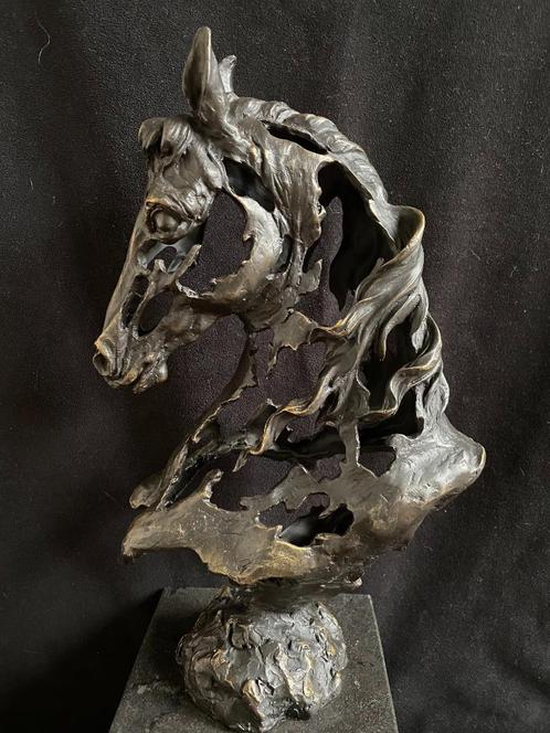 Bronzen bewerkt paardenhoofd Gadi/stempel, groot brons, Antiek en Kunst, Kunst | Beelden en Houtsnijwerken, Ophalen of Verzenden