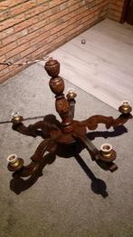 houten kroonluchter antiek te Ekeren, Maison & Meubles, Lampes | Lustres, Comme neuf, Bois, Enlèvement, Klassiek