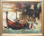 Vikingtafereel ca. 1900 (O/D, 122 x 100 cm), Antiek en Kunst, Kunst | Schilderijen | Klassiek, Ophalen