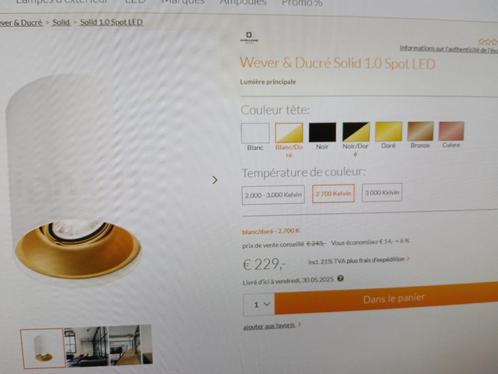2 x Spot design Weber & Ducrē, Huis en Inrichting, Lampen | Spots, Zo goed als nieuw, Plafondspot of Wandspot, Metaal of Aluminium
