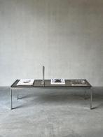 Vintage bauhaus chroom salontafel, Huis en Inrichting, Tafels | Bijzettafels, Ophalen, Zo goed als nieuw, Glas