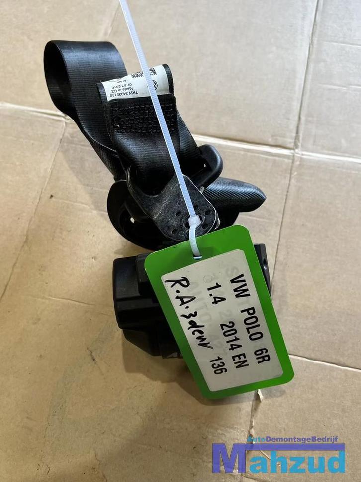 VW POLO 6R rechts achter gordel 3 deurs 2009-2017, Auto-onderdelen, Interieur en Bekleding, Volkswagen, Gebruikt