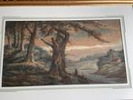 Aquarelle : "Paysage Animé" par Auguste Taurel 1859 - Suisse, Antiquités & Art, Enlèvement