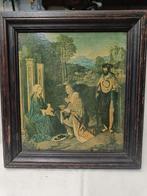 Oude prent van vrouw met kind en knielende man, Enlèvement