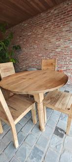 Ronde houten tafel met 4 stoelen, Ophalen, Gebruikt