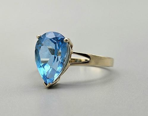 Bague vintage en or avec topaze. 2024/191., Bijoux, Sacs & Beauté, Bagues, Comme neuf, Femme, 17 à 18, Bleu, Or, Avec pierre précieuse