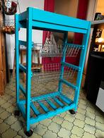 Turquoise Keukentrolley / Serveerwagen m Dienblad & Wijnrek, Huis en Inrichting, Keuken | Keukenelementen, Ophalen, Gebruikt, Blauw
