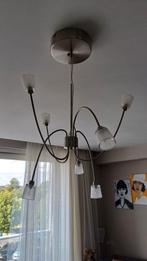 Chroom / wit glas, Huis en Inrichting, Lampen | Kroonluchters, Ophalen of Verzenden, Zo goed als nieuw