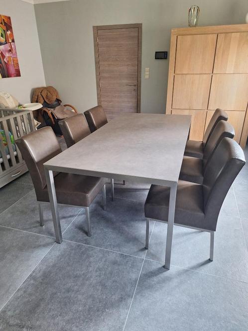 Eetkamer composiet B Plantagie 6x stoel leder 200x100 NIEUW, Huis en Inrichting, Complete eetkamers, Nieuw, 6 tot 8 stoelen, Ophalen