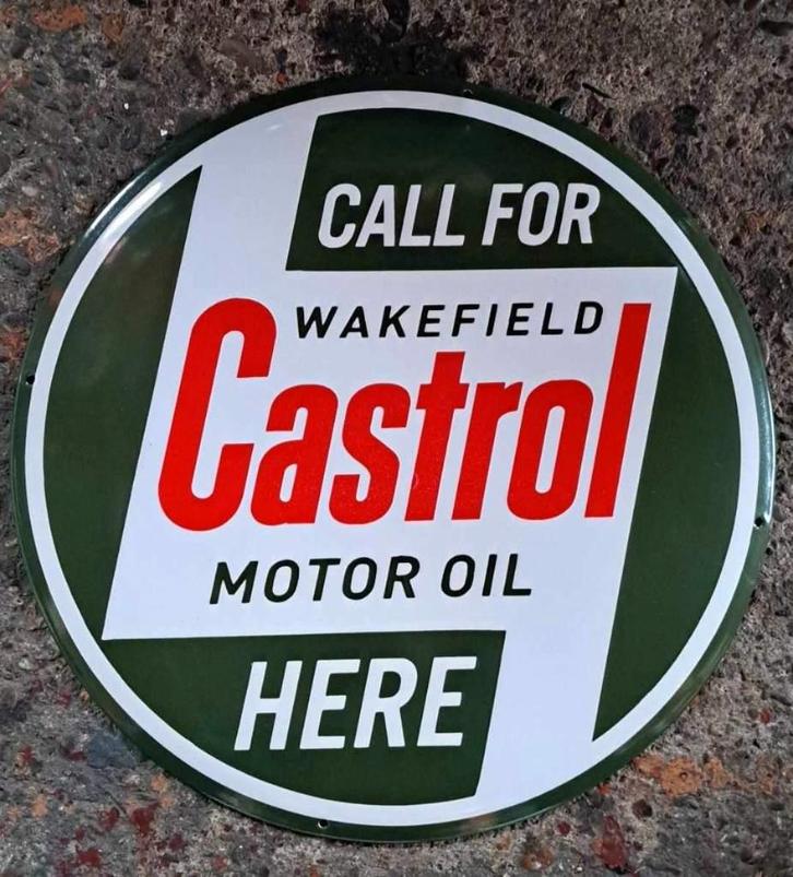 Castrol mooi emaillen reclame decoratie bord garage showroom, Verzamelen, Merken en Reclamevoorwerpen, Zo goed als nieuw, Reclamebord