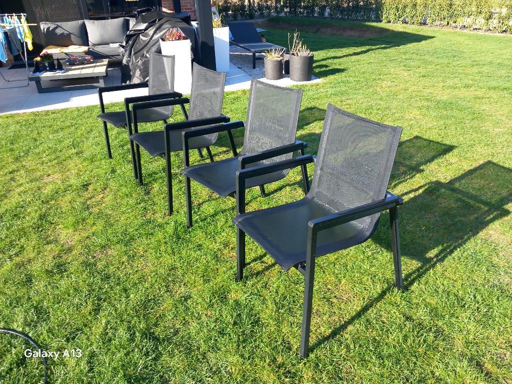 Tuinstoel 8 stuks, Tuin en Terras, Tuinstoelen, Ophalen, Zo goed als nieuw, Aluminium, Stapelbaar