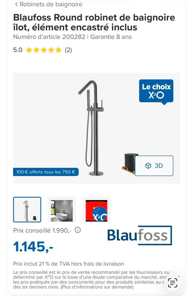Robinet de baignoire ilot Gun Metal NEUF, Bricolage & Construction, Sanitaire, Neuf, Baignoire, Enlèvement