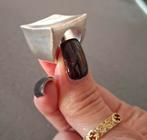 T50 zilveren vierkante ring, Handtassen en Accessoires, Ringen, Gebruikt, Ophalen of Verzenden, Kleiner dan 17, Dame of Heer