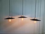 Trio industriële hangers in zwart geëmailleerd plaatstaal, Ophalen of Verzenden