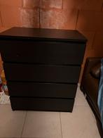 Ikea malm ladekast zwart, Maison & Meubles, Armoires | Commodes, 3 ou 4 tiroirs, Enlèvement, Autres essences de bois, Utilisé