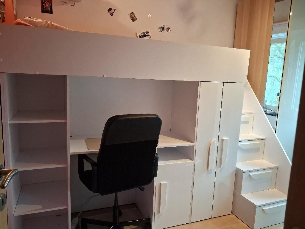 Mezzaninebed+kast+bureau, Ophalen, Gebruikt, Hoogslaper