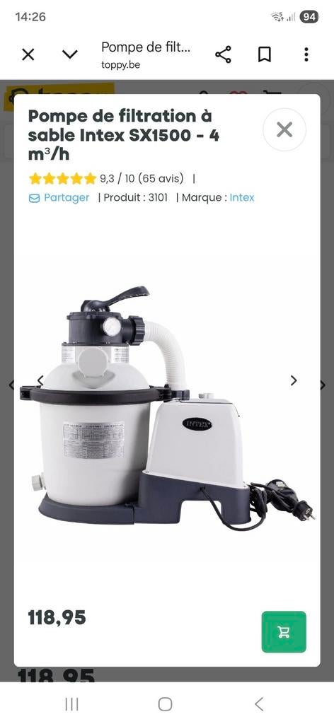 Filtre a sable intex sx 1500, Jardin & Terrasse, Enlèvement ou Envoi