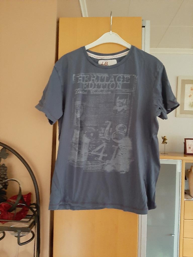 TS tons bleus à motifs L/XL - 1841, Vêtements | Hommes, T-shirts, Taille 52/54 (L), Enlèvement, Porté, Bleu