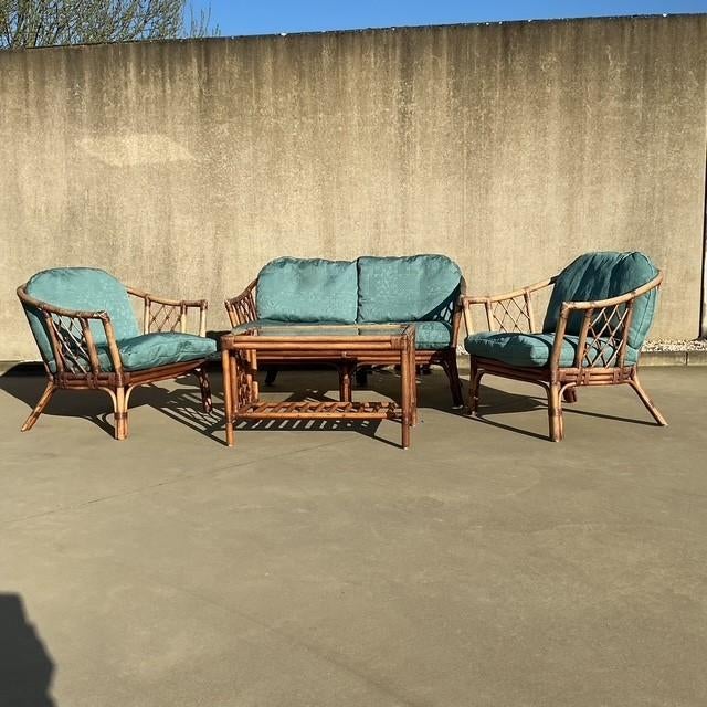 Vintage rotan salonsetje, Tuin en Terras, Ophalen, Gebruikt, Rotan, Tuinset